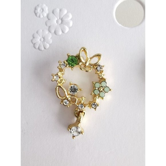 Brand New 14K Gold Plated Butterfly Flower Crystal Earrngs - Picture 4 of 8